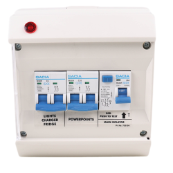 Deluxe AC Mains Consumer Unit With 2 x Double Pole MCBs + RCD